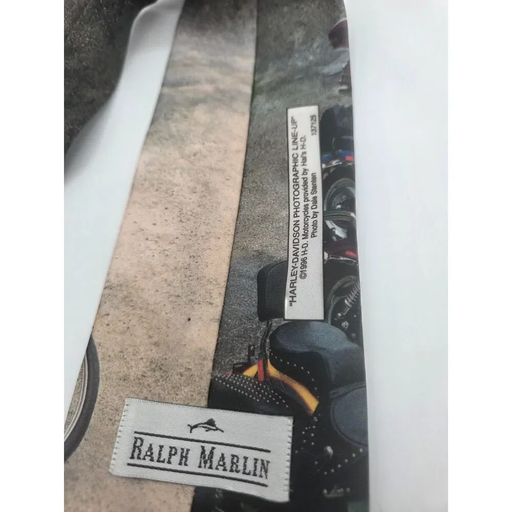 Ralph Marlin Harley-Davidson Motorcycle Photo Tie 1996 Vintage Biker Necktie